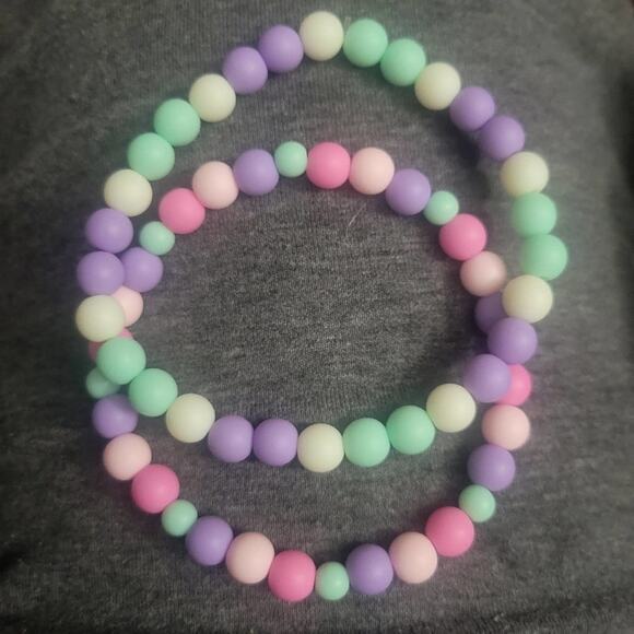 Pastel kandi colored stretchy beaded bracelets, lavender mint green pink white - Picture 1 of 2
